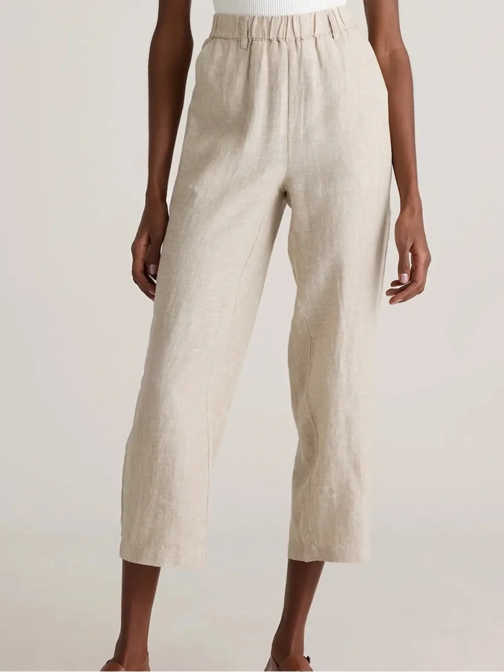 Quince Driftwood Tan 100% European Linen Pull On Pants Size Large Minimalist